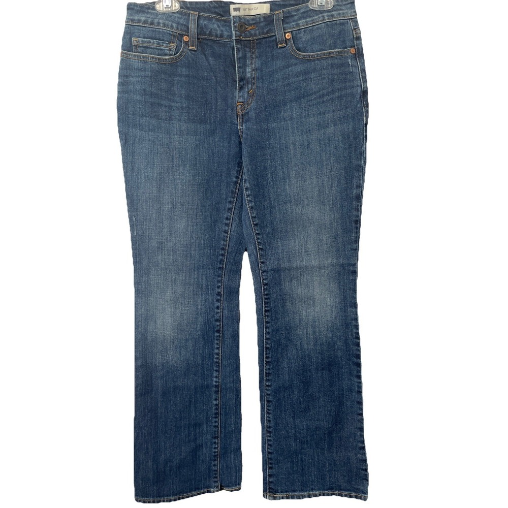 Levi's 515 Boot Cut Jeans Women's Size 8 / 30x32 Blue Distressed Pocket Flap